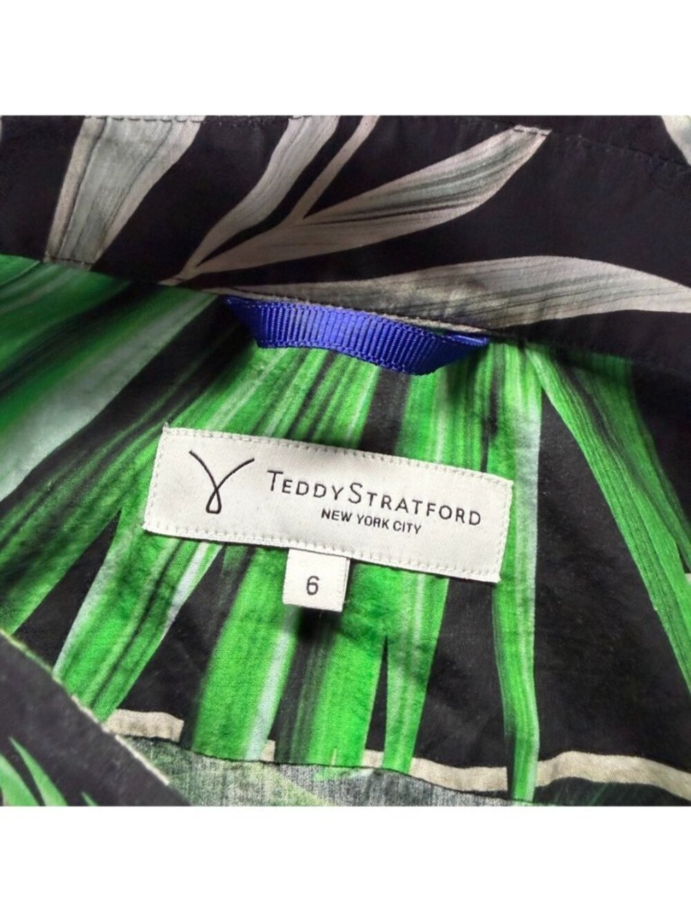 Teddy Stratford Shirt Mens Size 6 XXL Floral Green Short Sleeve Zip Fit - Picture 3 of 10